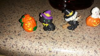 Rare 5 Vintage Russ Berrie Miniature Halloween Figurines Ghost,  Cat,  & Pumpkins 2