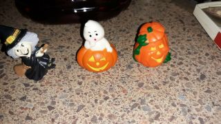 Rare 5 Vintage Russ Berrie Miniature Halloween Figurines Ghost,  Cat,  & Pumpkins 3
