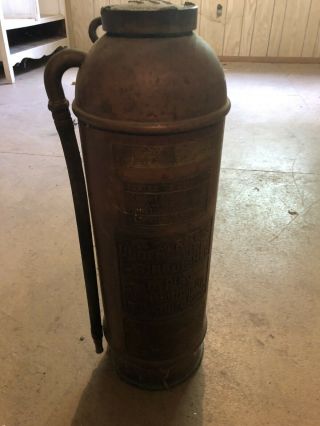 Antique Vintage Brass / Copper Fire Extinguisher