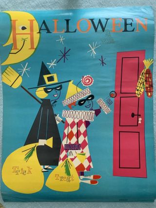 Vintage Teaching/educational Aid Poster - Halloween Trick Or Treat (21” X 27”)