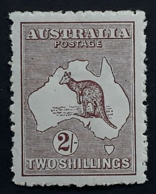 Rare 1916 Australia 2/ - Maroon Kangaroo Stamp 3rd Wmk Die 2
