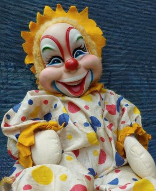 Vintage Rushton Clown Doll Vintage Antique Rare Colorful Creepy 21 "