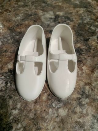 Vintage White T - Strap Shoes For Crissy And Velvet Dolls