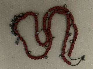 Vintage Natural Red Coral Necklace With Silver Charms Plus Two Other Necklaces