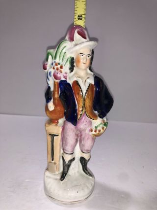 Antique English Victorian Staffordshire Pottery Molded Figure Figurine 7.  5”