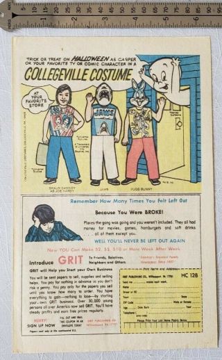 Vintage Jaws Collegeville Halloween Costume Rare Print Advertisement