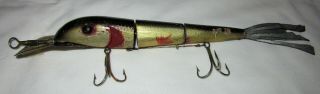 Vintage Bud Stewart Double Jointed Wood Fishing Lure Pike Antique 11 " Overall