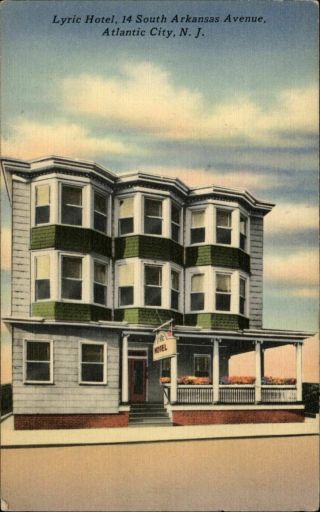 Lyric Hotel Atlantic City Jersey Nj Rare 1940s Linen Postcard