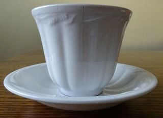 Antique Turner Goddard Royal Patent White Ironstone Handle Less Cup & Saucer
