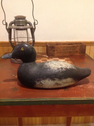 Vintage 13 " Wood Duck Decoy Hand Carved Painted 13 " X 5 " X 6.  5 "