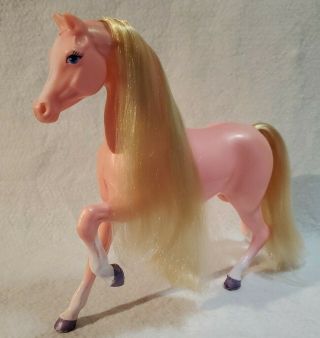 Vintage 1983 Mattel Barbie Horse Blonde Hair Pink Body Purple Feet Blue Eyes