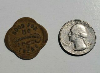 Rare Vintage 5 Cent Brunswick Balke Collender Compy Pool Check Trade Token