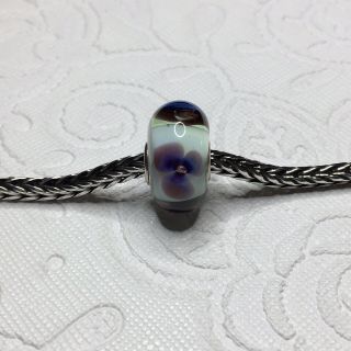 Trollbeads Antique Flower Bead,  Glass,  Purple,  Green 3