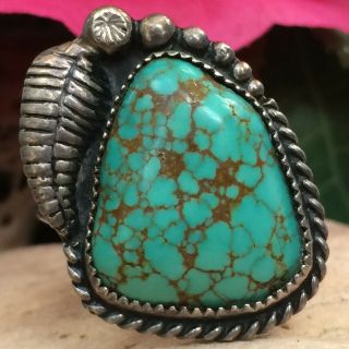 Rare Vintage Old Pawn Navajo Sterling Royston Spiderweb Turquoise Ring Sz 7 Wow