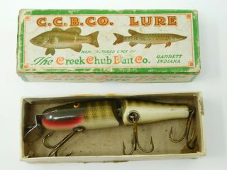 Vntg 4.  5 " Creek Chub Jointed Pikie Minnow Lure No.  2600 Orig.  Box; Pikie Finish