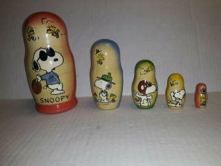Rare Peanuts Snoopy Nesting Dolls By Golden Cockerel From Russia