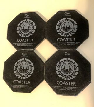 Rare Vintage Battlestar Galactica Colonial Seal Black Coaster Set QMx 2