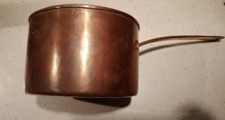 Antique Copper Hand Wrought Melting Pot/sauce Pan Dovetailed