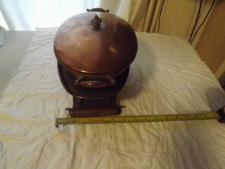 VERY RARE ARTS & CRAFTS.  BENSON & CO.  COPPER ENAMEL AND BRASS CHAFING DISH STAND 2