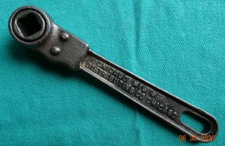 Antique Chicago Mfg & Distributing Co 7/8 " Drive Hex Ratchet Wrench Patent 1914