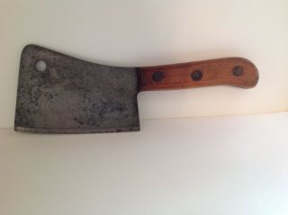 Vintage Antique Simco Solid Steel U.  S.  A.  6 " Meat Cleaver Butcher Knife Wood