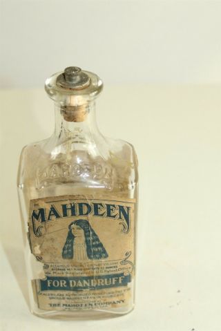 Mahdeen Antique Medicine Bottle With Rare Stopper Ca.  1890 