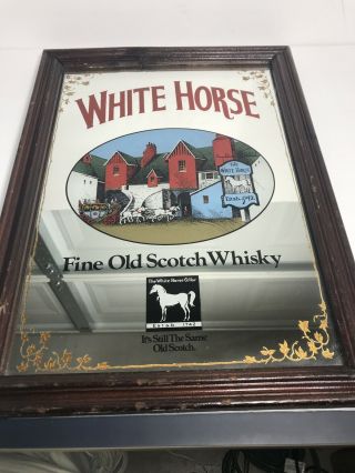 Vintage White Horse Scotch Whisky Advertising Bar Mirror Rare
