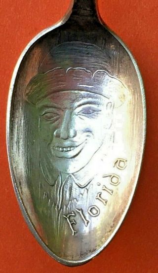 Rare African American Black Boy Florida Silver Platd Souvenir Spoon Not Sterling