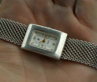 Rare Vintage Ecclissi Sterling Silver Watch Wristwatch 50 Quartz 925 Look Mesh