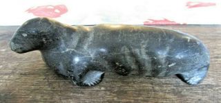 Rare Inuit Eskimo Carved Stone Seal Walrus Figurine Artist Signed Early Canada