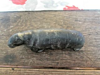 Rare Inuit Eskimo Carved Stone Seal Walrus Figurine Artist Signed Early Canada 3