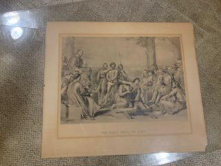 1849 Steel Or Copper Plate Engraving Antique Art Print Trial By Jury 22”x26”