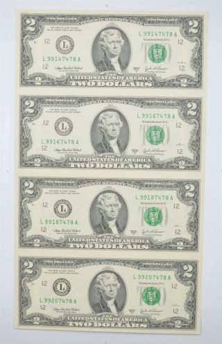 Rare Uncut Sheet - 2003 - A $2.  00 - Choice Unc - Never Cut By The Treasury 407
