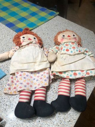 2 Vintage Raggedy Ann Dolls 1960s Approx
