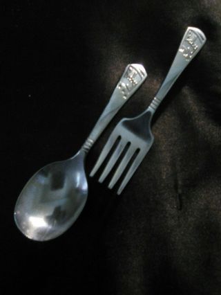 Vintage Imperial Silver Plate Baby Flatware Spoon & Fork Set 2