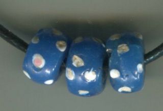 African Trade Beads Vintage Venetian Old Glass 3 Rare Blue Eye Skunk Beads