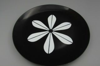 Vintage Cathrineholm Norway Lotus Black & White Enamel 10 " Plate - Rare
