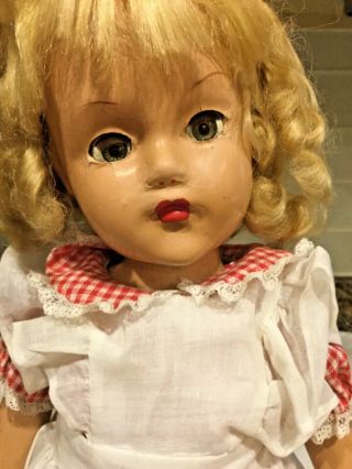 Unmarked Antique Composition Child Doll Wig Shirley Temple Style 17”