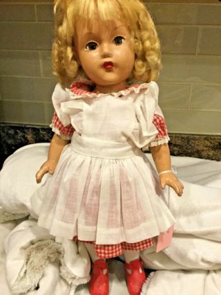 Unmarked Antique Composition Child Doll Wig Shirley Temple Style 17” 2