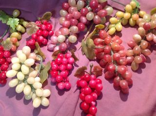 Vintage Soft Rubber Plastic Grape Clusters Kitchen Collector Fruit