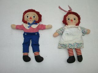 Vintage Knickerbocker Raggedy Ann And Andy Dolls - 15 Inch Tall