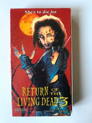 Return Of The Living Dead 3 Vhs Rare Unrated Version Horror Movie Vidmark Tape