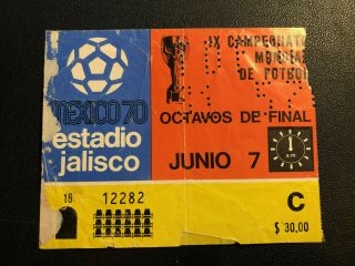 Rare Original: World Cup Mexico 70 Ticket Stub: England V Brazil In Jalisco