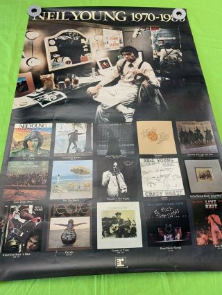 Rare Neil Young Promo Poster 1970 - 1980 Vintage Promo Poster 34x23 2
