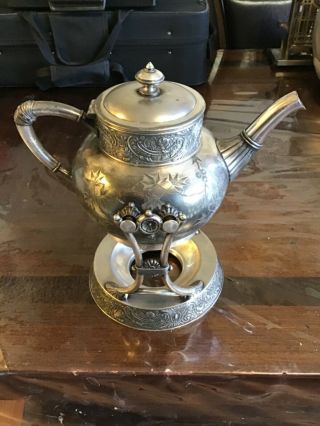 Vintage 1940 James W.  Tufts Quadruple Silver Plated Teapot With Stand Rare