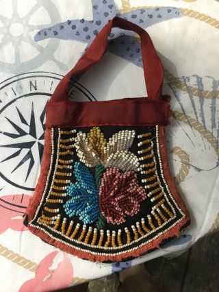 Antique Seneca Native American Indian Beaded Bag Purse