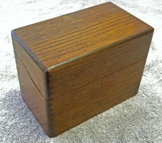 Vintage Weis Oak Wood 3x5 Index Recipe File Box W/ Dovetailed Jointed Corners