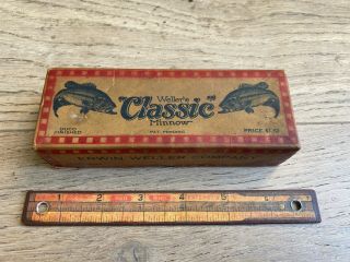 Vintage Weller Classic Minnow Lure Box Only Erwin Weller Co Sioux City Iowa