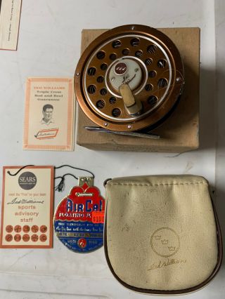 Vintage Rare Sears Ted Williams Fly Reel Model 312.  31140 W/ Case,  Box,  Papers