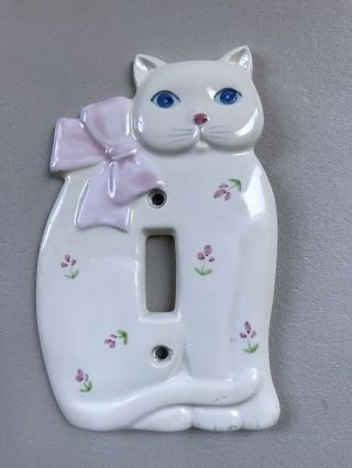Vintage Takahashi Cat Porcelain Light Switch Plate Cover Made In Japan 6” X 3,  5”